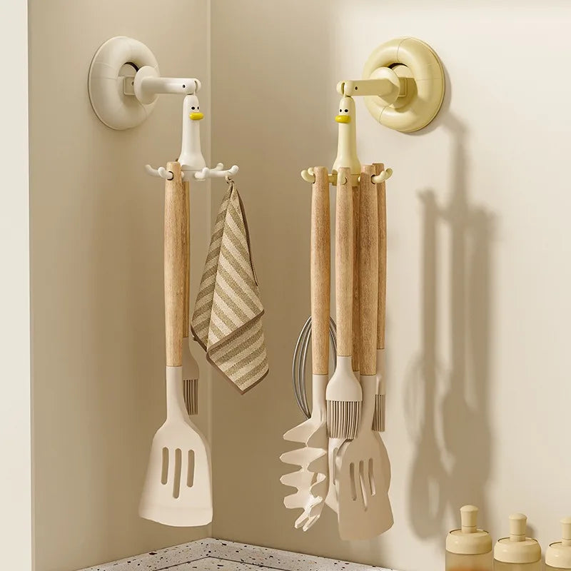 Duck Suction Cup Rotating Hook – No-Drill Kitchen Storage Rack Suction Cup Hook Babs