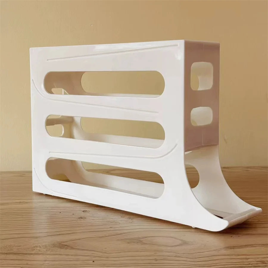 4-Layer Auto-Slide Egg Storage Rack & Fridge Organizer Egg Storage Rack Babs white