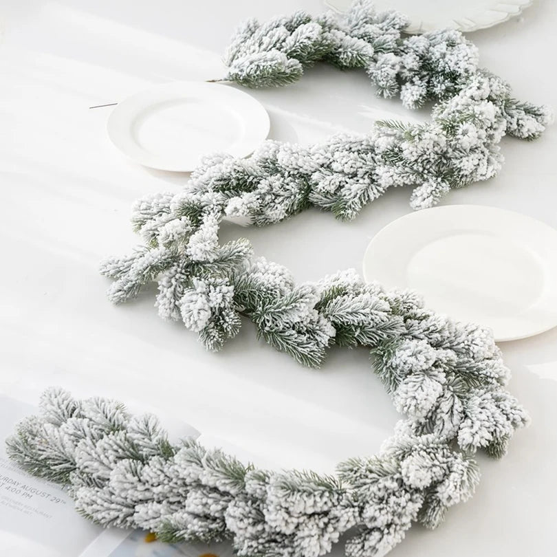 Artificial Cedar Rattan Wreath 200cm – Christmas & Garden Decor Artificial Wreath Garland Babs Milky White
