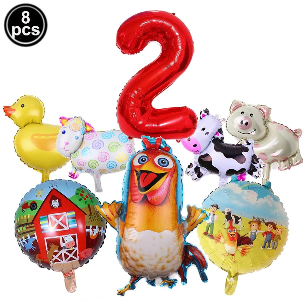 Farm Animal Foil Balloons Set – Cow Sheep Duck Pig Party Decor Party Balloons Set Babs Ruby As show