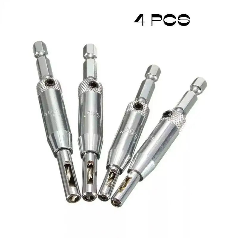 4-Pc Self-Centering Hinge Drill Bit Set – HSS Wood Cabinet Hinge Drill Bit Set Babs