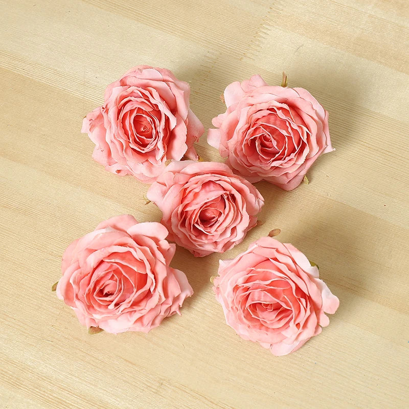 5pcs Artificial Silk Rose Heads – Wedding & Home Décor Artificial Flower Heads Babs Deep Pink