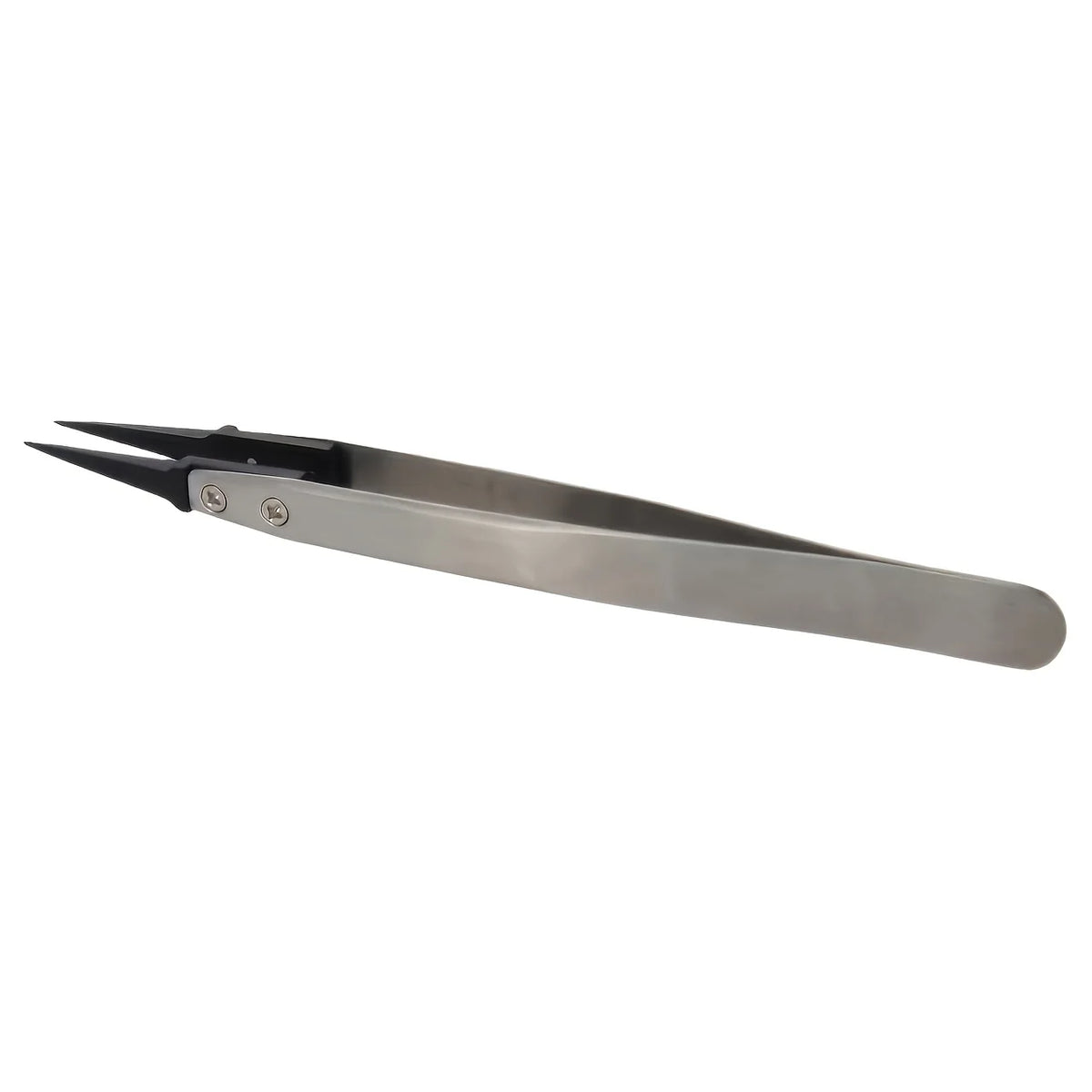 Plastic Tip Precision Tweezers – Non-Conductive Insulated Precision Tweezers Babs Silver Sharp Point 12cm