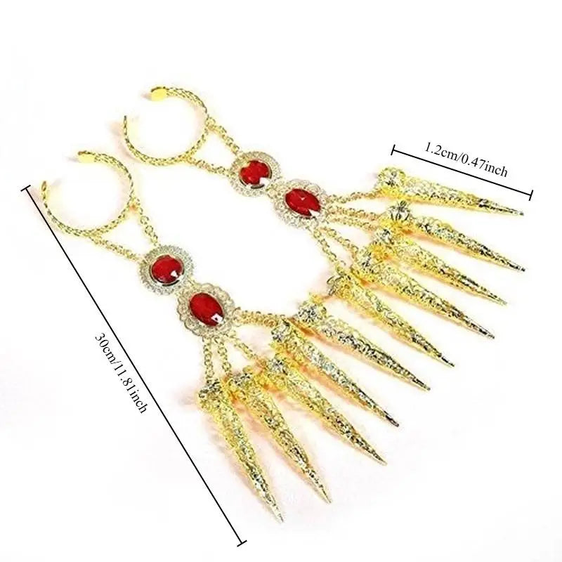 2pcs Belly Dance Gypsy Egyptian Bracelet Gold Finger Nails Dance Costume Jewelry Babs