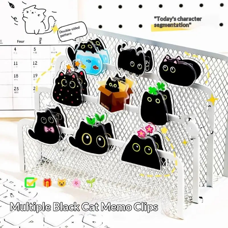 9-Piece Cute Black Cat Acrylic Paper Clips | Kawaii Stationery Acrylic Paper Clips Babs Default Title