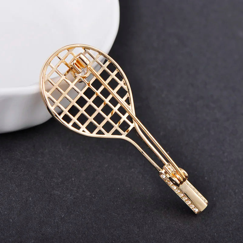 Badminton Racket Brooch – Copper & Cubic Zirconia Pin Fashion Brooch Pin Babs