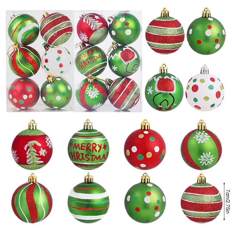 12PCS Glitter Christmas Ball Ornaments 6cm – Holiday Tree Décor Christmas Ball Ornaments Babs