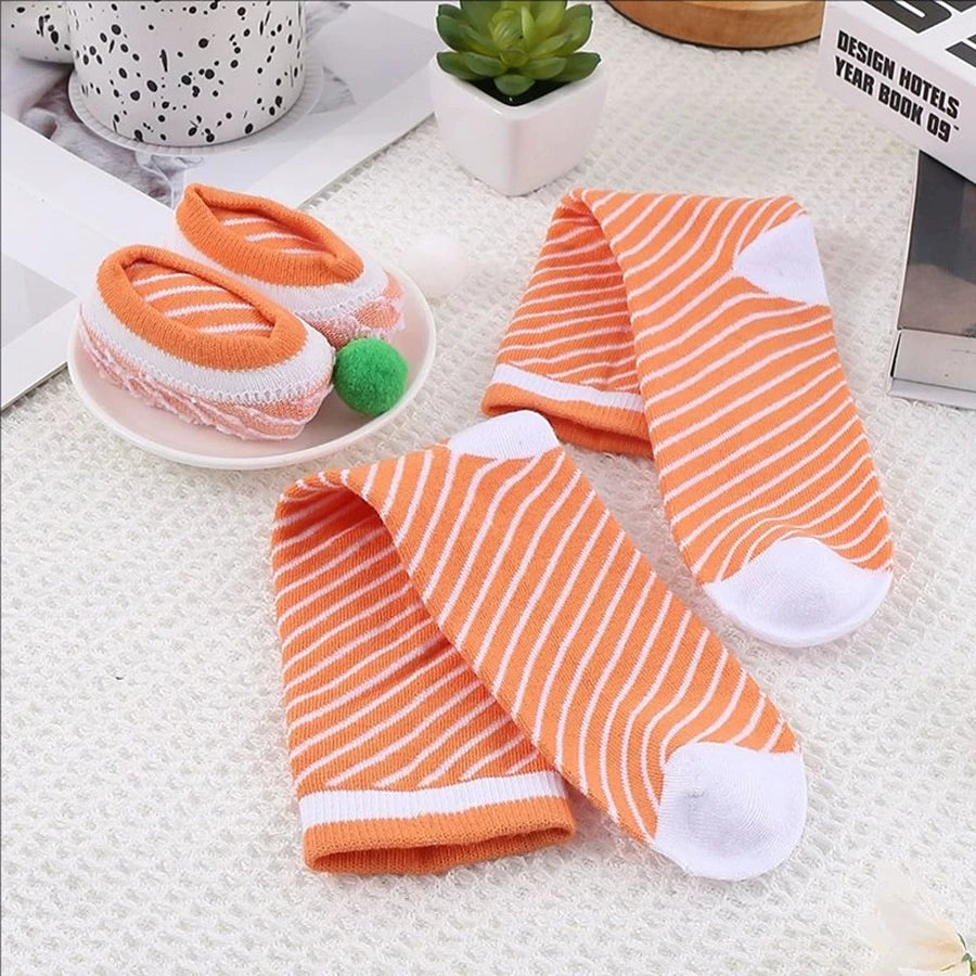 5-Pair Salmon Sushi Novelty Crew Socks Gift Box – Unisex Novelty Socks Set Babs
