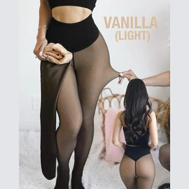 Plus Size Fleece Tights Women | High Waist Thermal Pantyhose Fleece Thermal Tights Babs Light 1XL