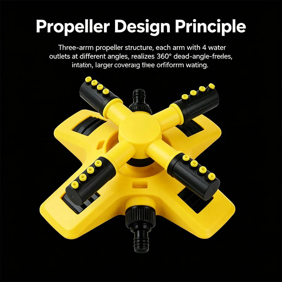 360° Rotating 3-Way Garden Sprinkler Head | Auto Irrigation Garden Sprinkler Head Babs
