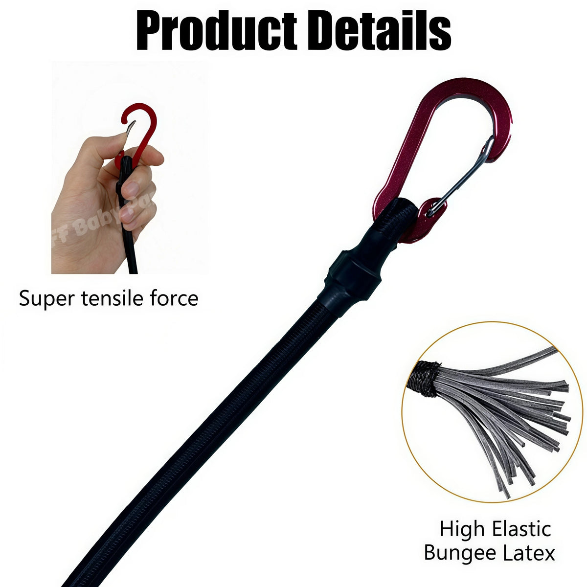 Heavy Duty Bungee Cord with Carabiner Hooks – Camping & Kayak Bungee Cord Babs