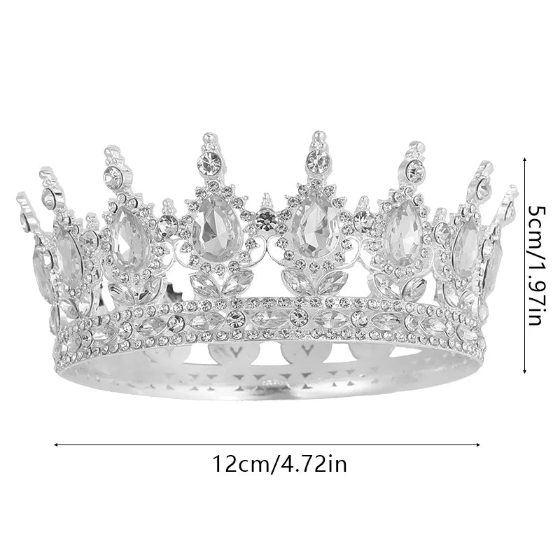 Metal Crown Cake Topper Gold Silver Crystal – Wedding & Birthday Crown Cake Topper Babs Silver Crown