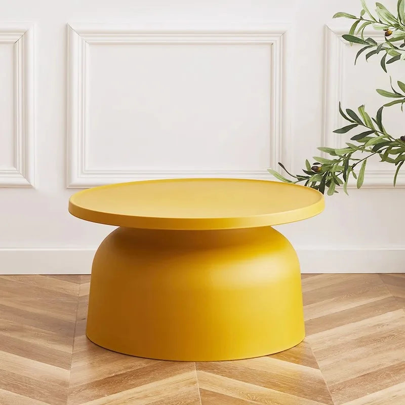 Nordic Round Coffee Table with Storage | Modern Living Room Round Coffee Table Babs Yellow-Large