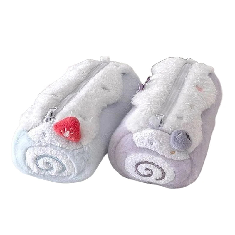 Cute Cream Roll Plush Pencil Case – Large Capacity Stationery Bag Plush Pencil Case Babs