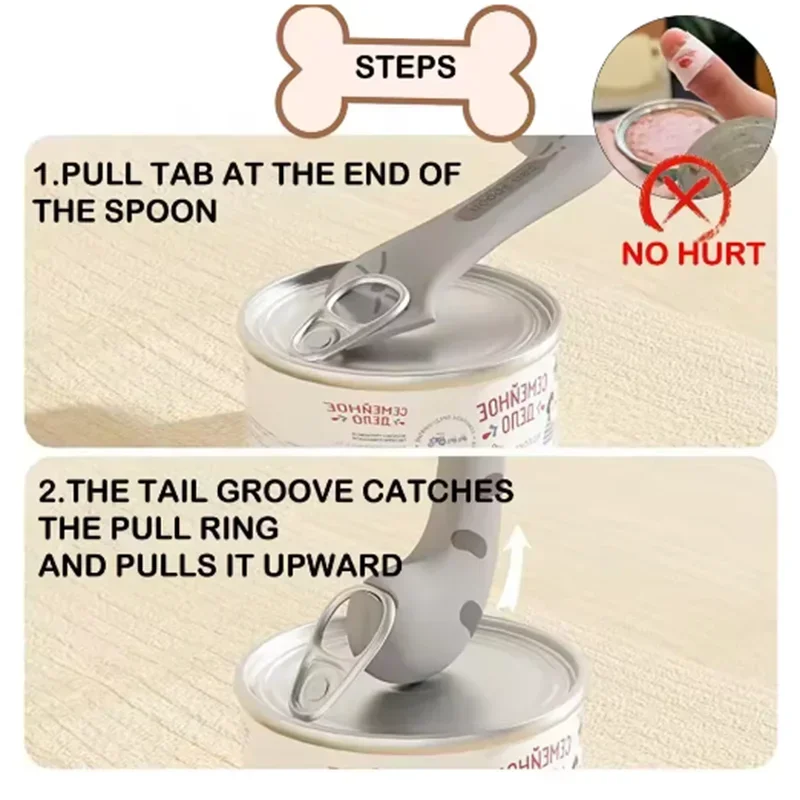 Cat Can Opener, Sealing Lid & Squeeze Spoon Feeding Set Pet Feeding Accessory Set Babs
