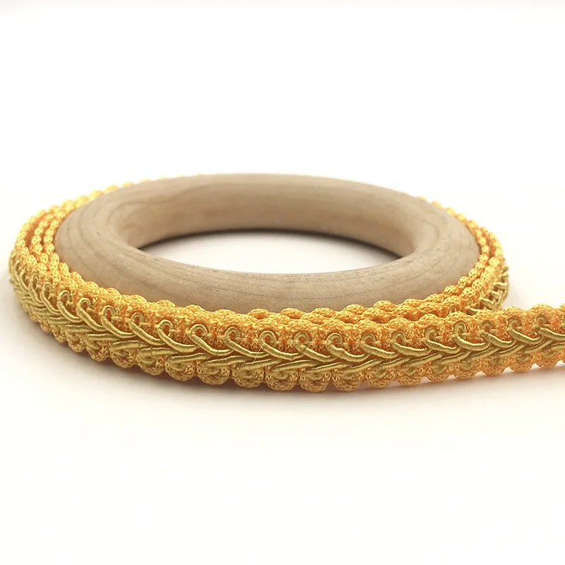 5M Centipede Braided Cotton Lace Trim 12mm – DIY Sewing Ribbon Lace Trim Ribbon Babs golden yellow