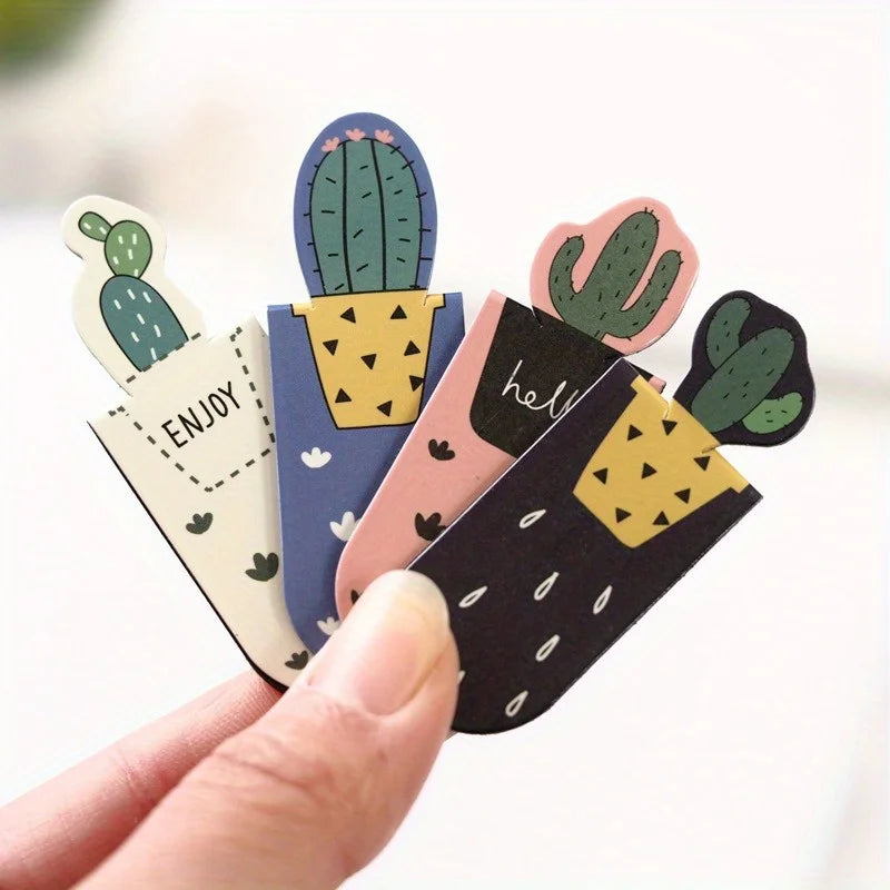 Cactus & Sakura Magnetic Bookmarks – Page Marker Set Magnetic Bookmarks Babs