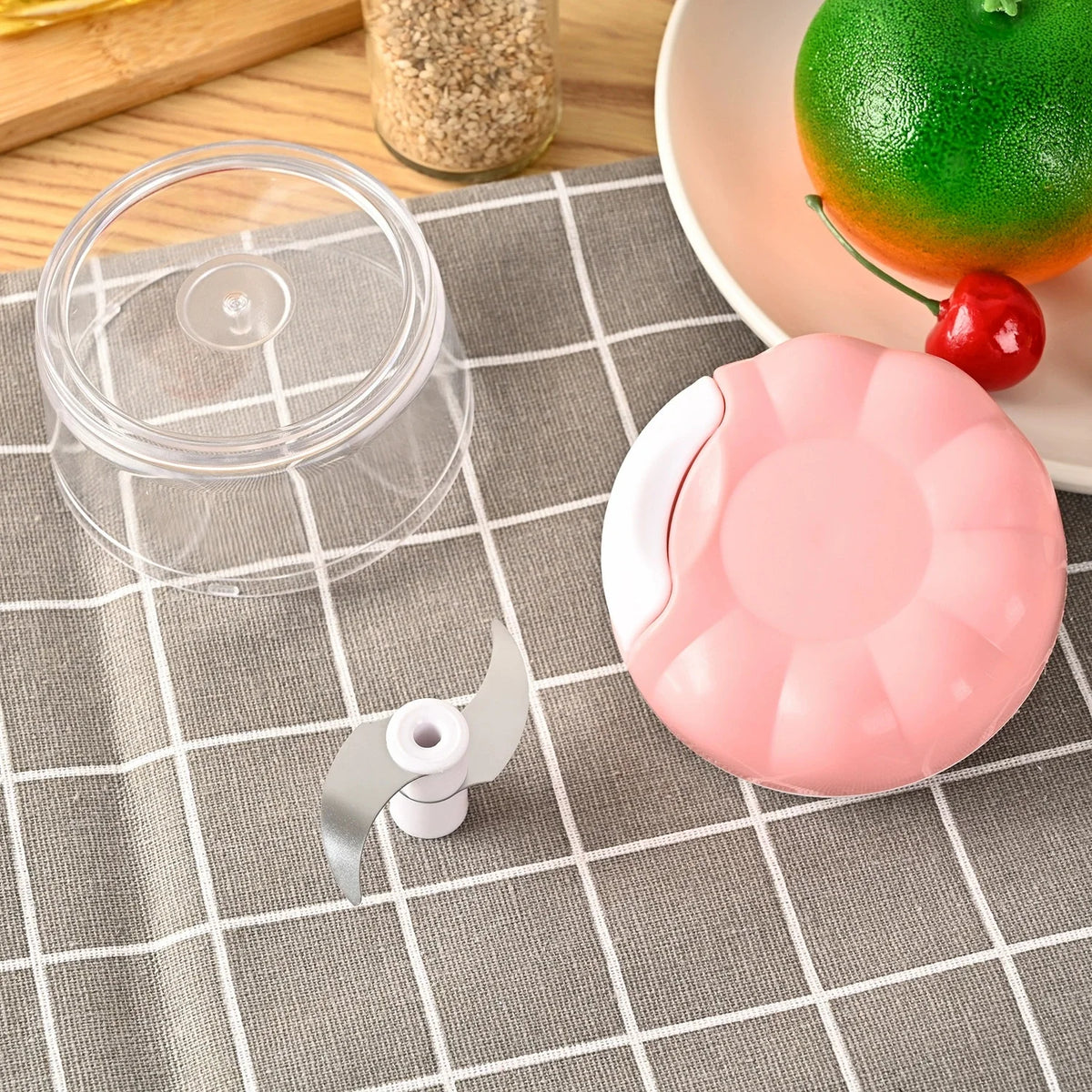 Manual Pull-String Vegetable Chopper with Container | Hand Mincer Manual Food Chopper Babs