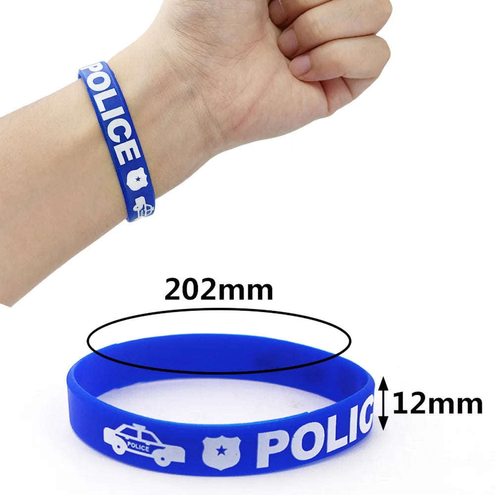 Police Party Silicone Wristbands | 5-50 Pack Favor Bracelets Party Favor Wristbands Babs