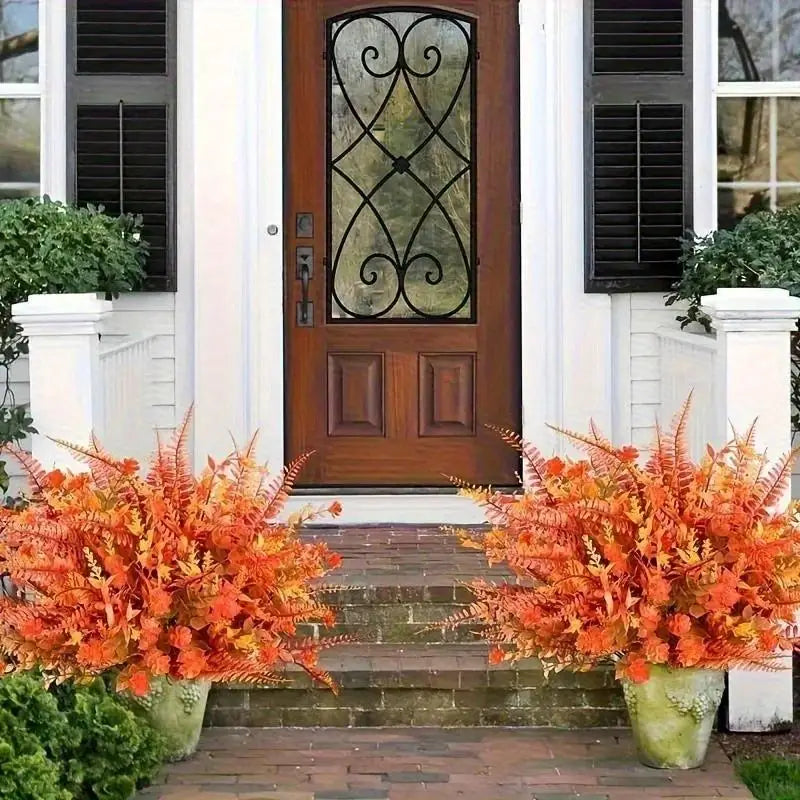 9pcs UV Resistant Artificial Fall Bouquets – Outdoor Garden Decor Artificial Floral Decor Babs