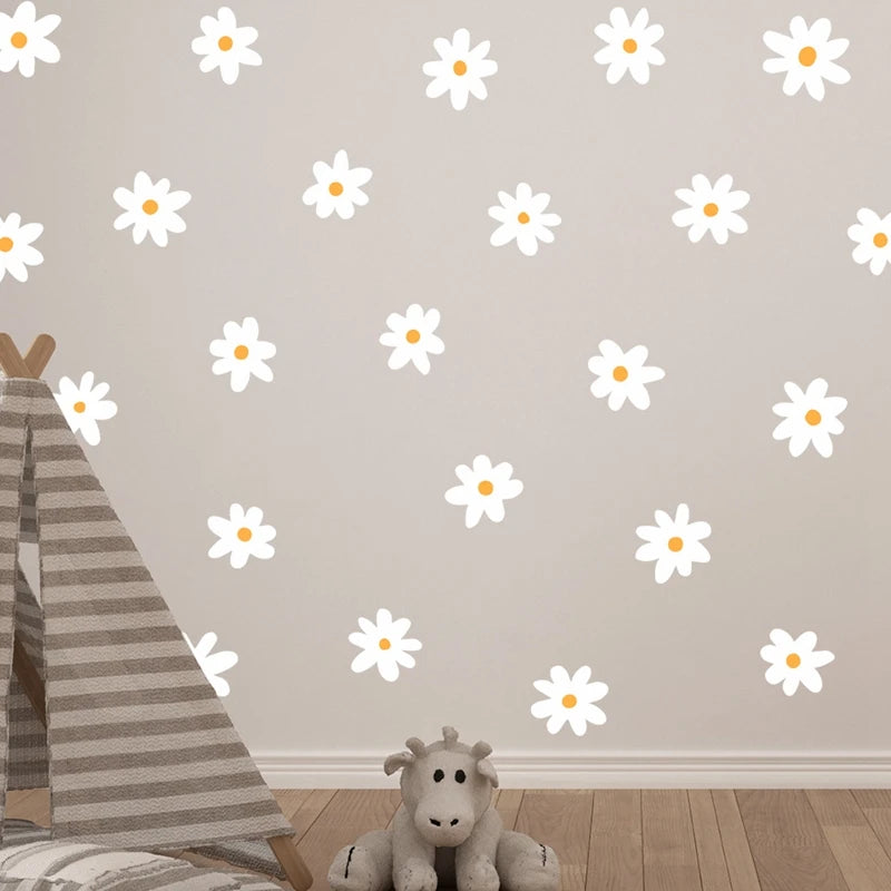 White Daisy Flower Wall Stickers – Kids Room & Nursery Decor Wall Decal Sticker Babs