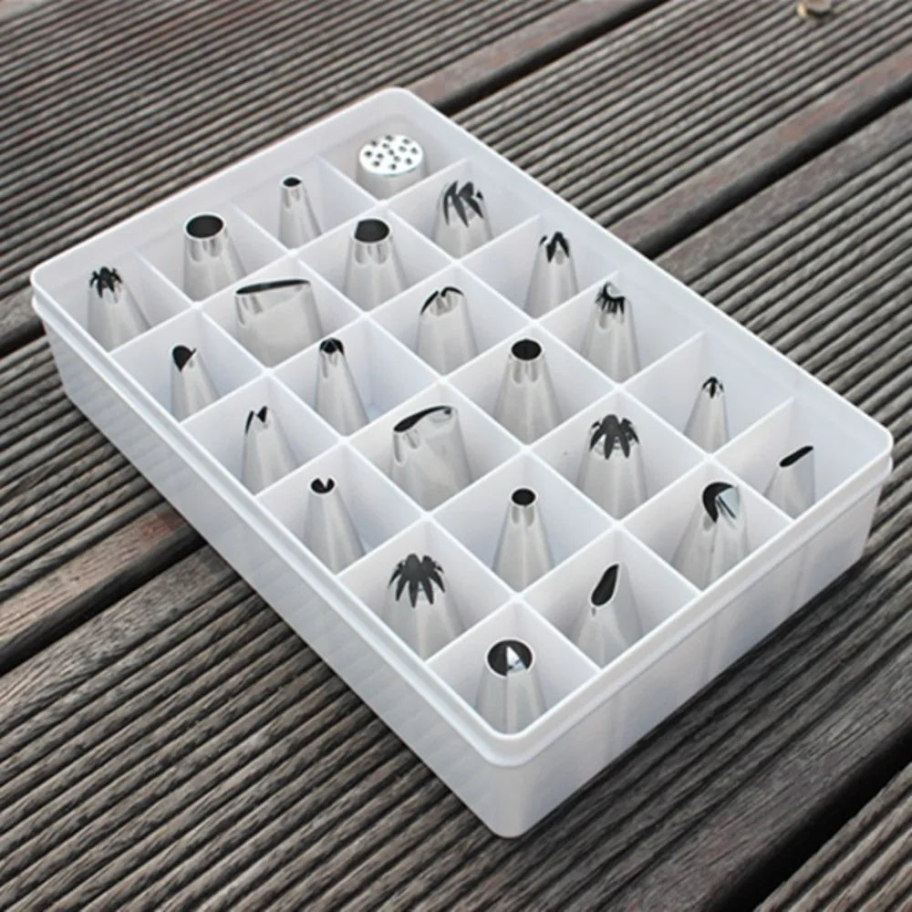 24-Piece Stainless Steel Cake Decorating Piping Nozzles Set Cake Piping Nozzle Set Babs