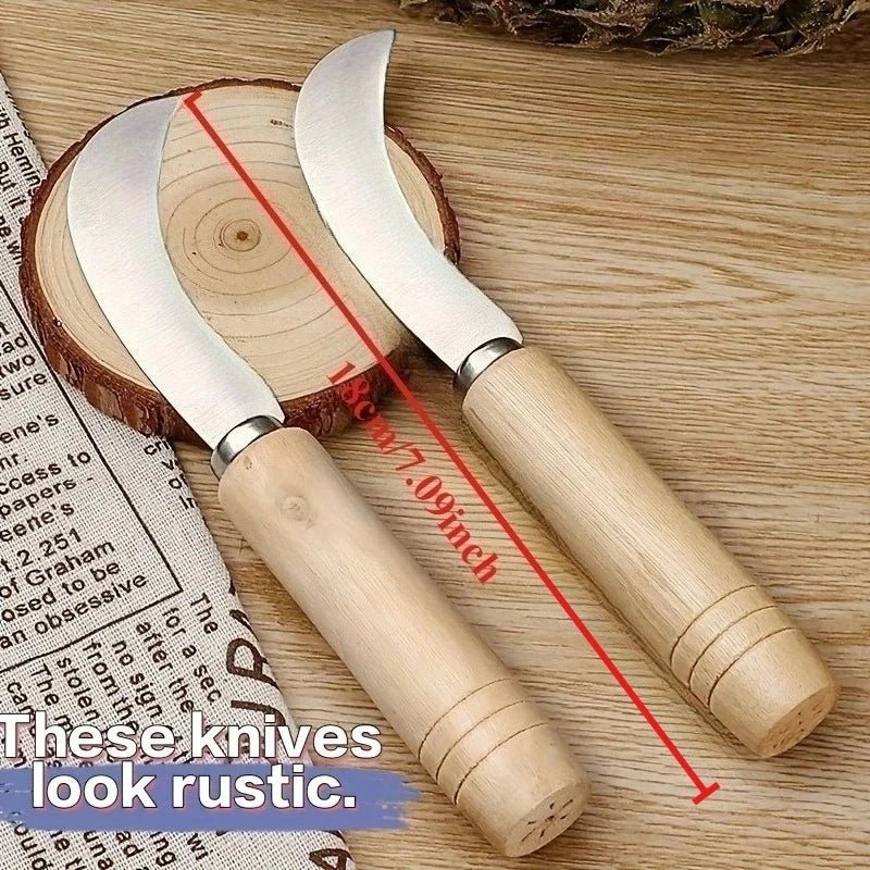 2-in-1 Curved Steel Garden Weeding Tool with Wooden Handle Garden Weeding Tool Babs