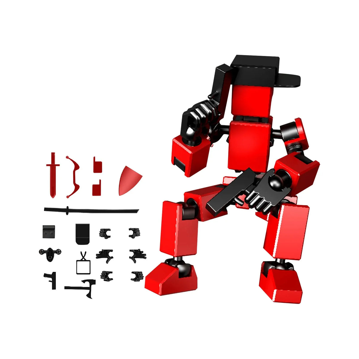 Mini Robot Action Figure Set with Accessories – Desk Decor Toy Robot Action Figure Babs Red One Size
