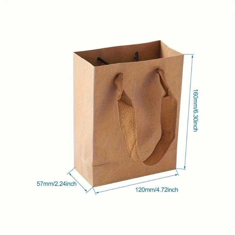10pcs Brown Kraft Paper Bags with Nylon Handles | Gift & Shopping Kraft Paper Gift Bags Babs