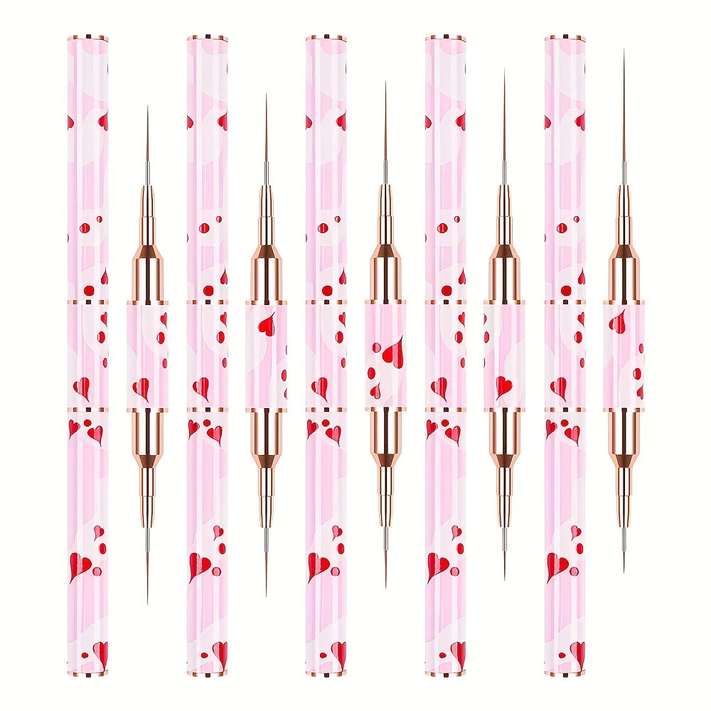 5PCS Double-Ended Nail Art Brush Set – Gel & Line Design Pens Nail Art Brush Set Babs