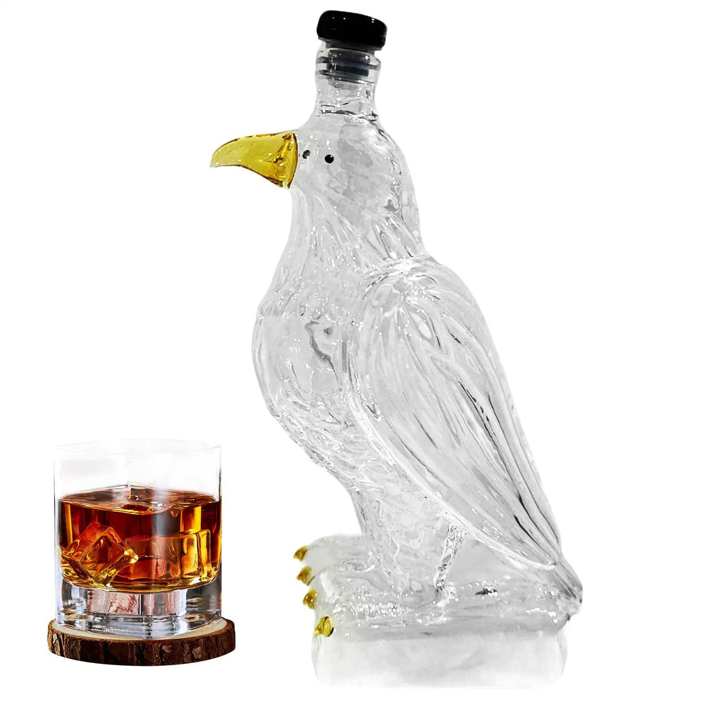 Eagle Shaped Whiskey Decanter – Glass Animal Statue Bar Décor Whiskey Decanter Babs