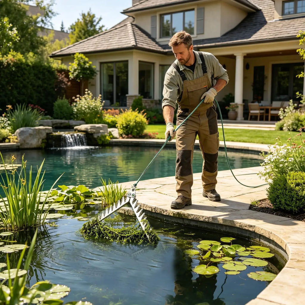 Foldable Pond Grass Cutter Aquatic Rake with 20m Rope Aquatic Weed Rake Babs