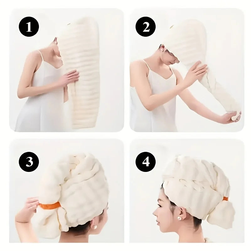 Wide-Tail Hair Towel Turban – Super Absorbent & Quick-Dry Hair Towel Turban Babs