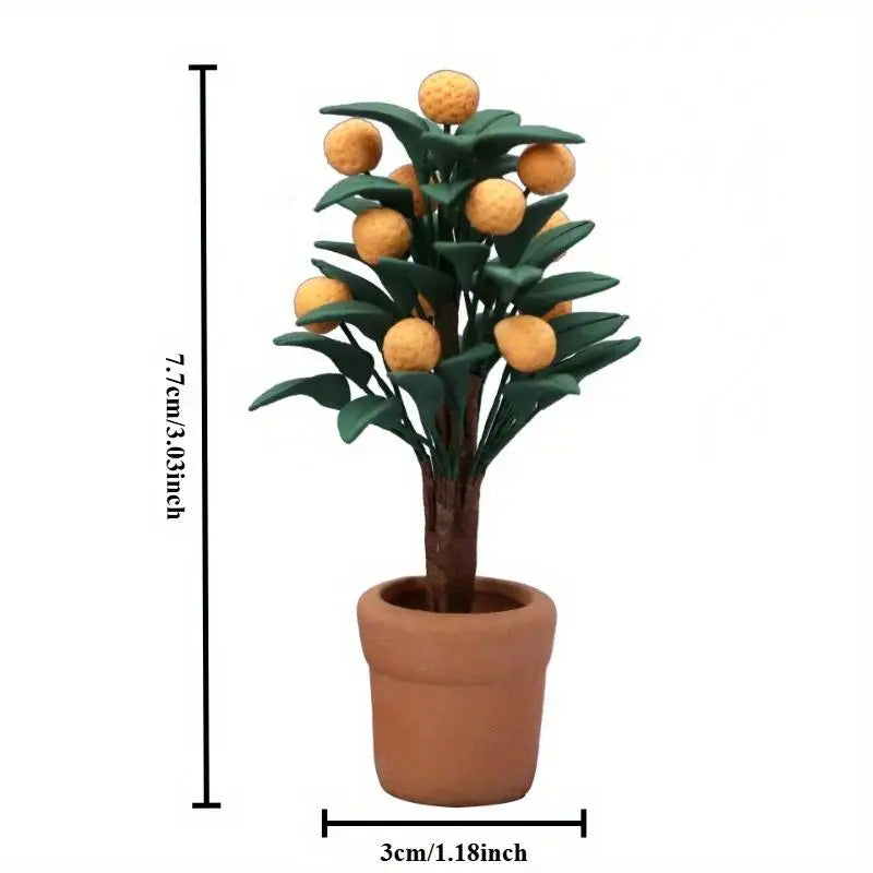 1:12 Miniature Orange Tree Potted Plant – Dollhouse Garden Decor Dollhouse Miniature Decor Babs