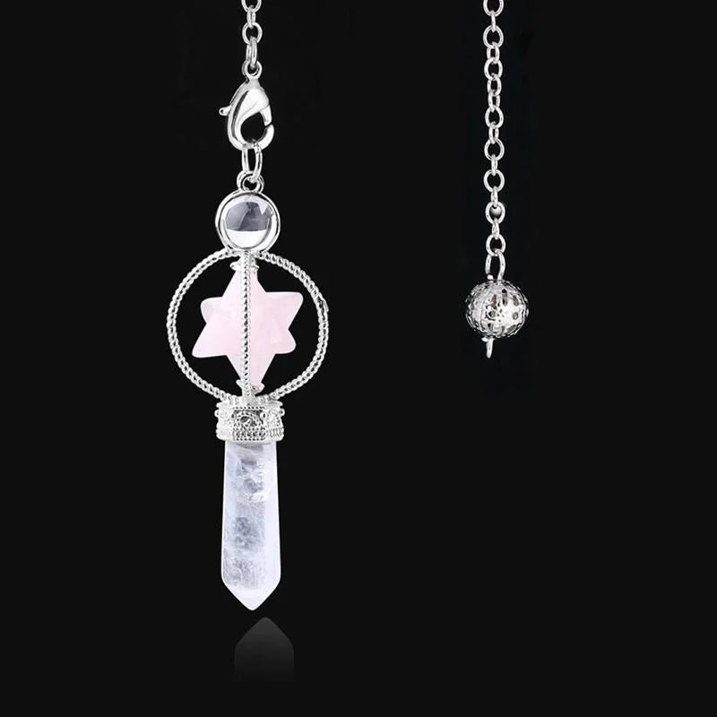 Natural Crystal Quartz Dowsing Pendulum Pendant – 1PC Crystal Pendulum Pendant Babs pink