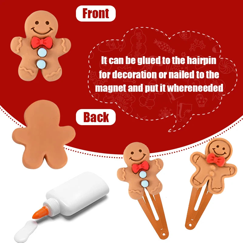 Christmas Gingerbread Man Resin Cabochons 10/20 Pcs – DIY Craft Resin Craft Cabochons Babs