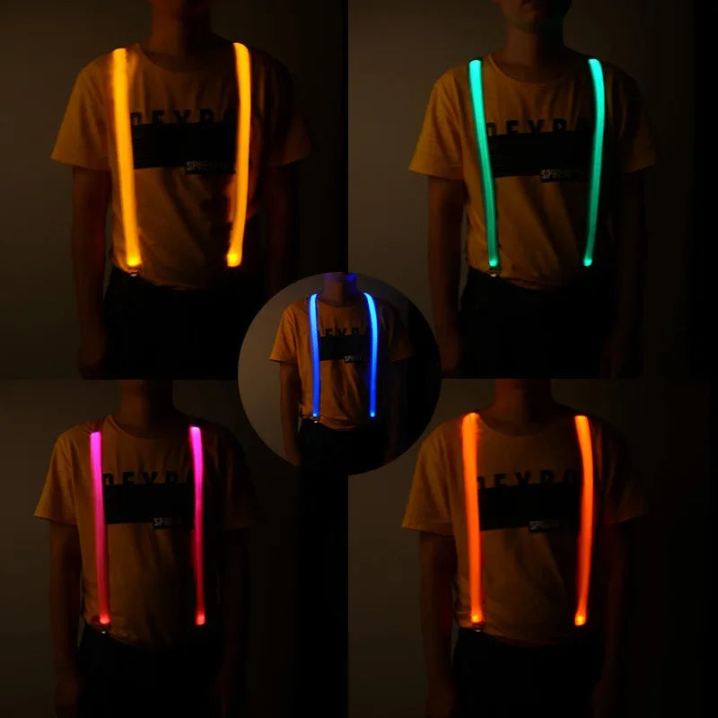 LED Light Up Suspenders & Bow Tie Set – Glow Party Costume LED Costume Accessories Babs