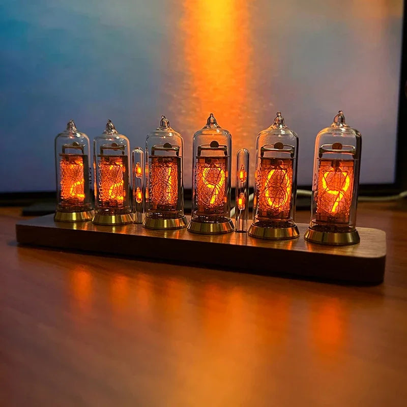 IN-14 Nixie Tube Clock 6-Digit RGB Walnut Wood Desk Clock Nixie Tube Desk Clock Babs