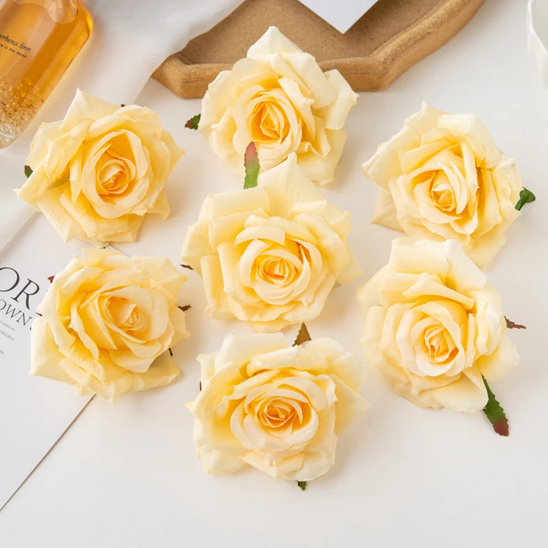Silk Rose Artificial Flowers 5/10pcs – Wedding & Home Décor Artificial Silk Flowers Babs Champagne 5 pcs