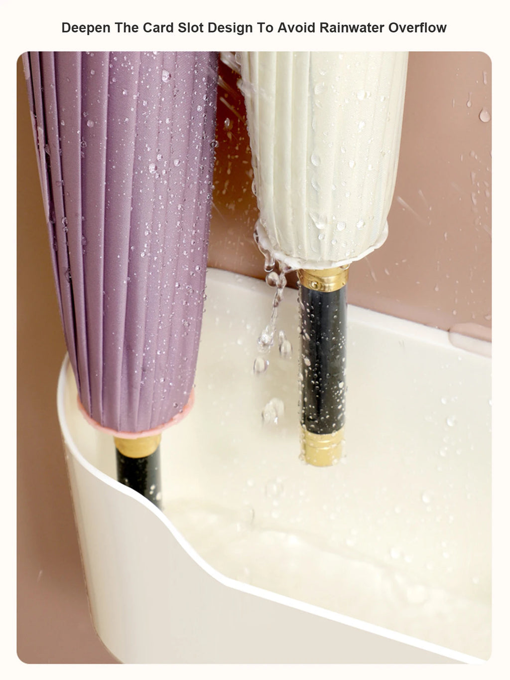 Punch-Free Wall Mount Umbrella Rack with Drain Tray Umbrella Stand Rack Babs