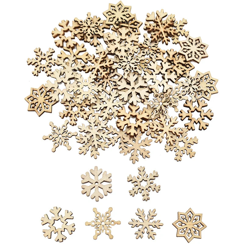 50Pcs Natural Wood Christmas Ornaments – DIY Holiday Craft Set Christmas Ornaments Babs B