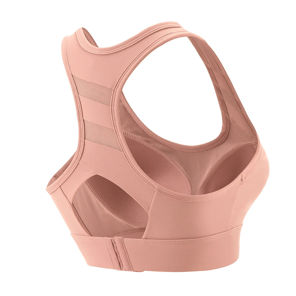 Women's High Impact Sports Bra – Push Up Racerback Yoga Top Sports Bra Babs Pink S