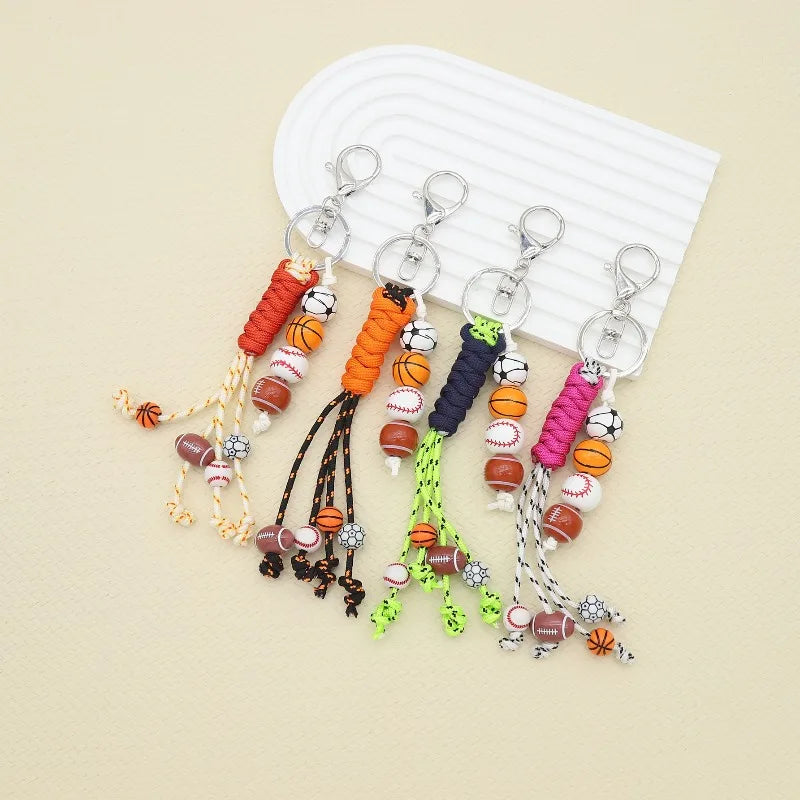 Hand Woven Sports Ball Keychain – Basketball, Soccer & Baseball Decorative Keychain Babs