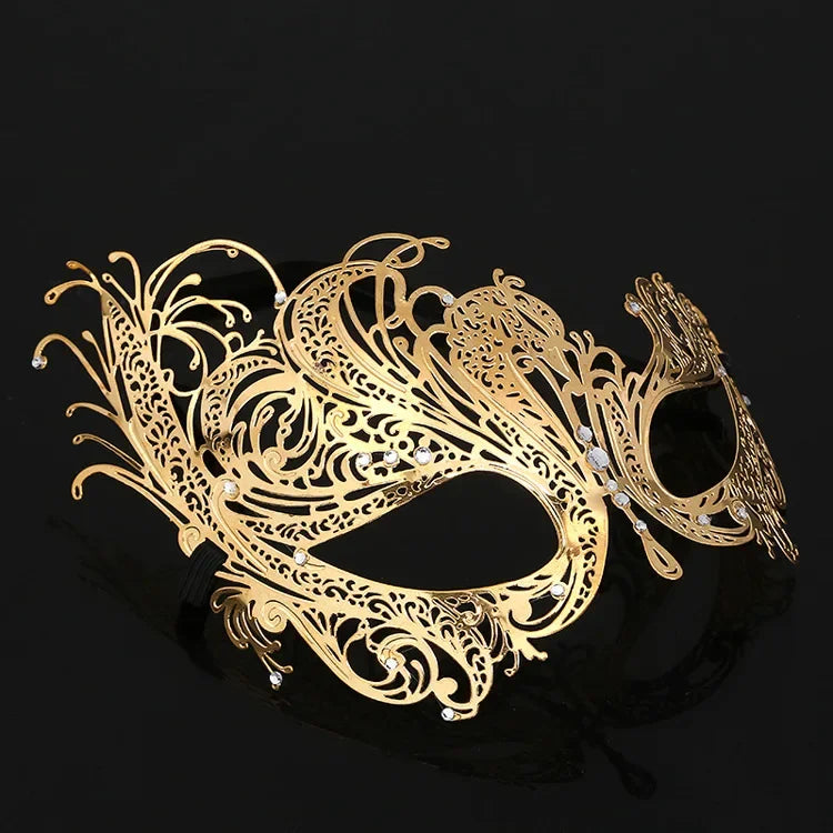 Hollow Metal Venetian Masquerade Mask – Halloween & Carnival Masquerade Mask Babs Gold