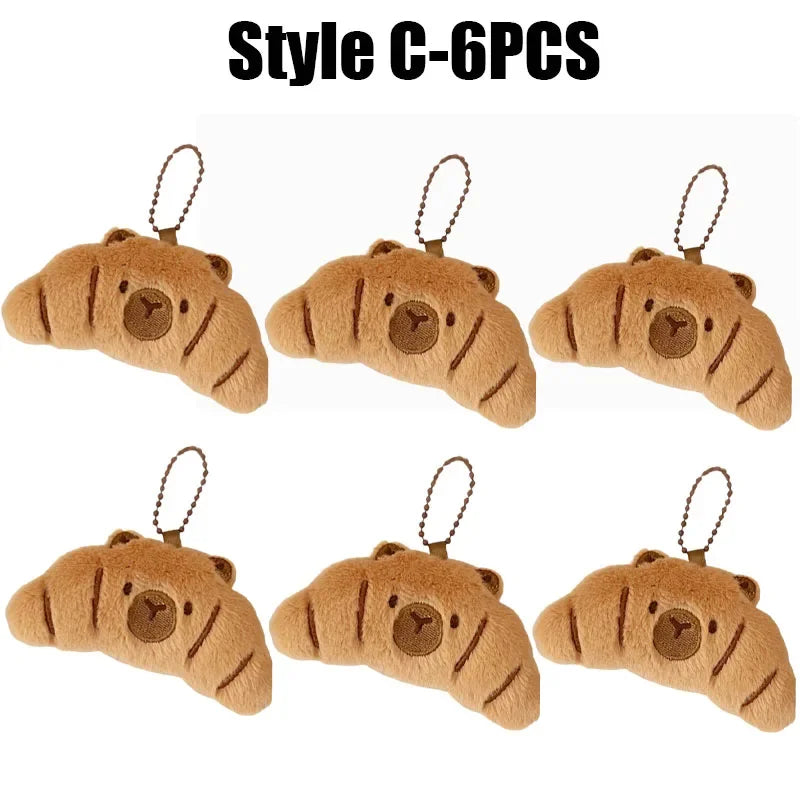 Cute Capybara Plush Keychain – Anime Bread Topper Fluffy Charm