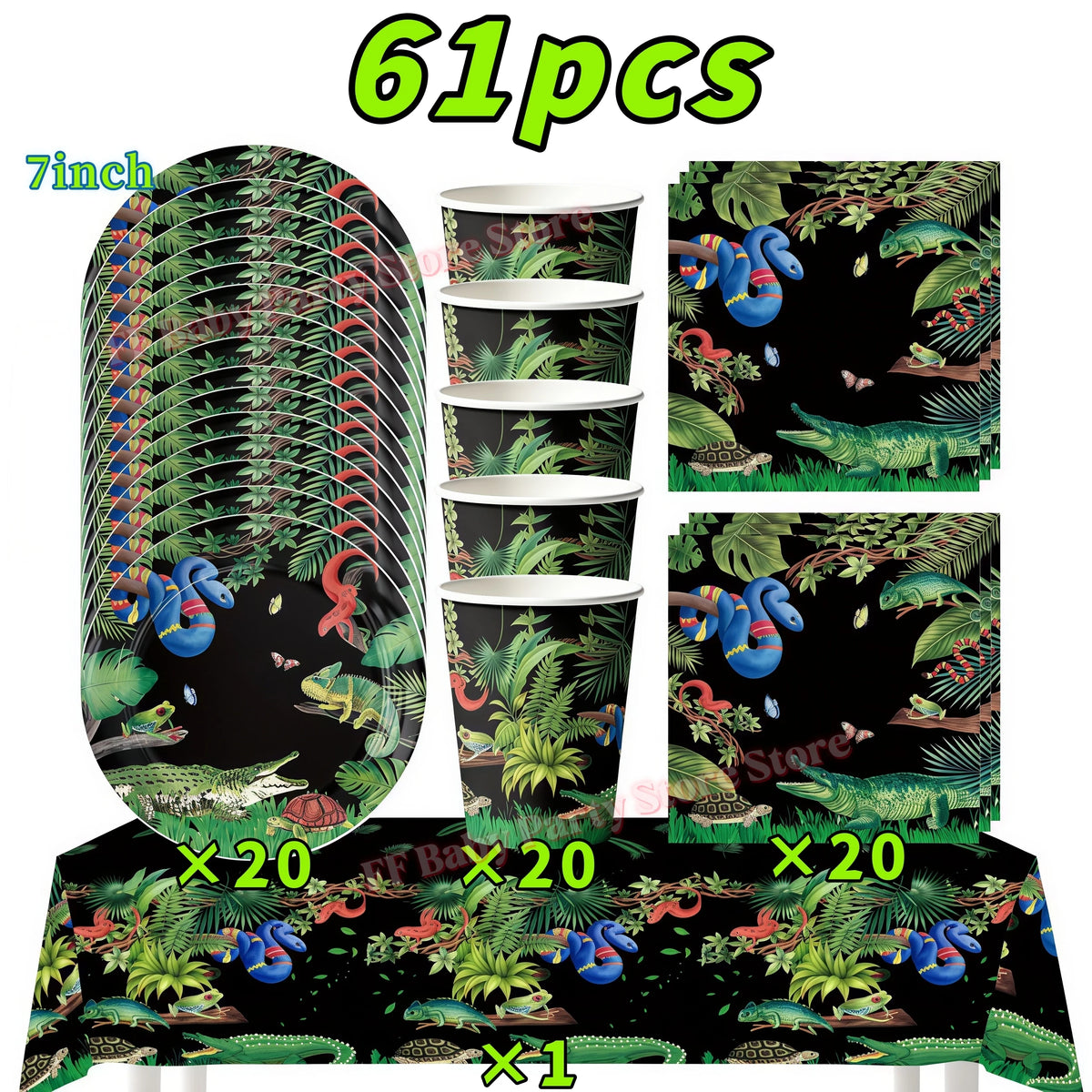 Reptile Party Supplies – Lizard & Snake Tableware Set