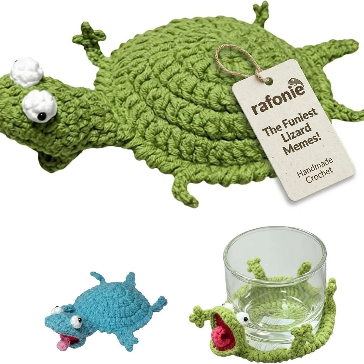 Handwoven Animal Crochet Cup Coasters – Kawaii 3D Desk Decor Crochet Cup Coaster Babs