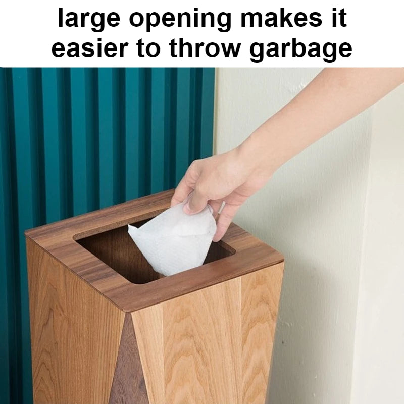 Large Wooden Trash Can – Waterproof Luxury Rolling Cover Bin Wooden Waste Bin Babs