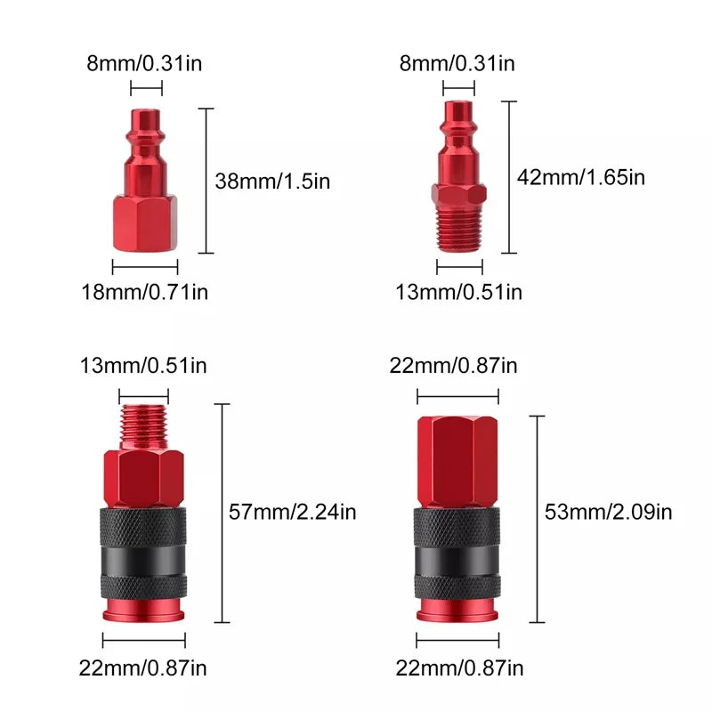 14-Pc Air Hose Fittings Kit – 1/4" NPT Coupler & Plug Set Air Hose Fittings Kit Babs