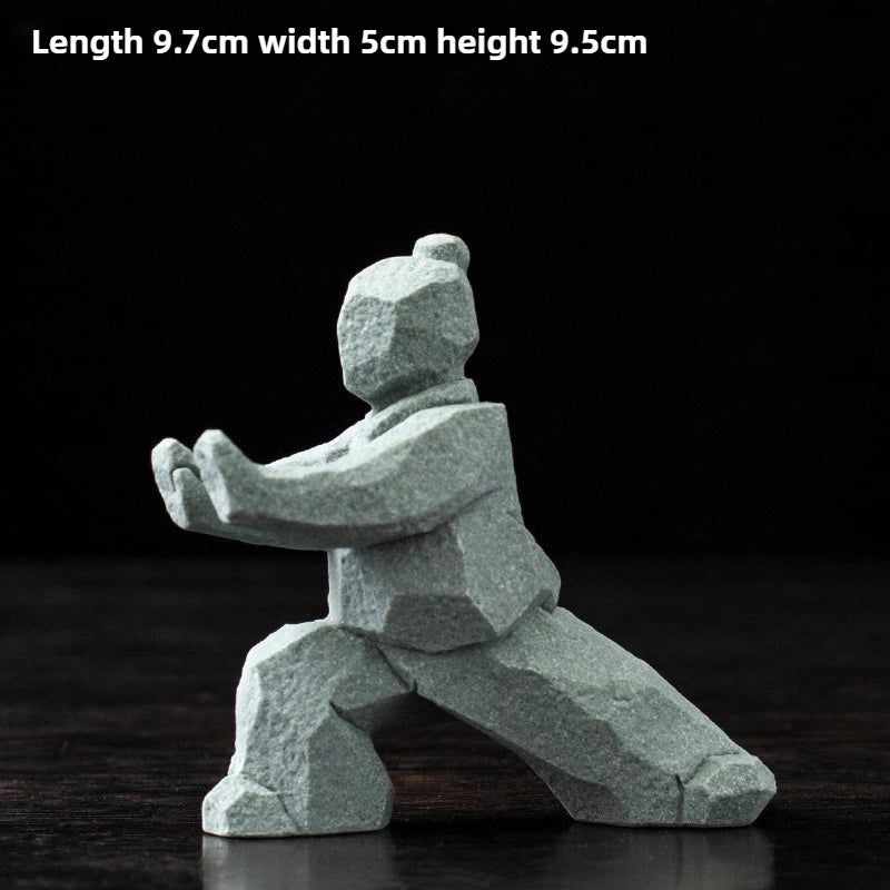Stone Tai Chi Kung Fu Figure Ornament – Chinese Home Décor Stone Decorative Figurine Babs 1PC C